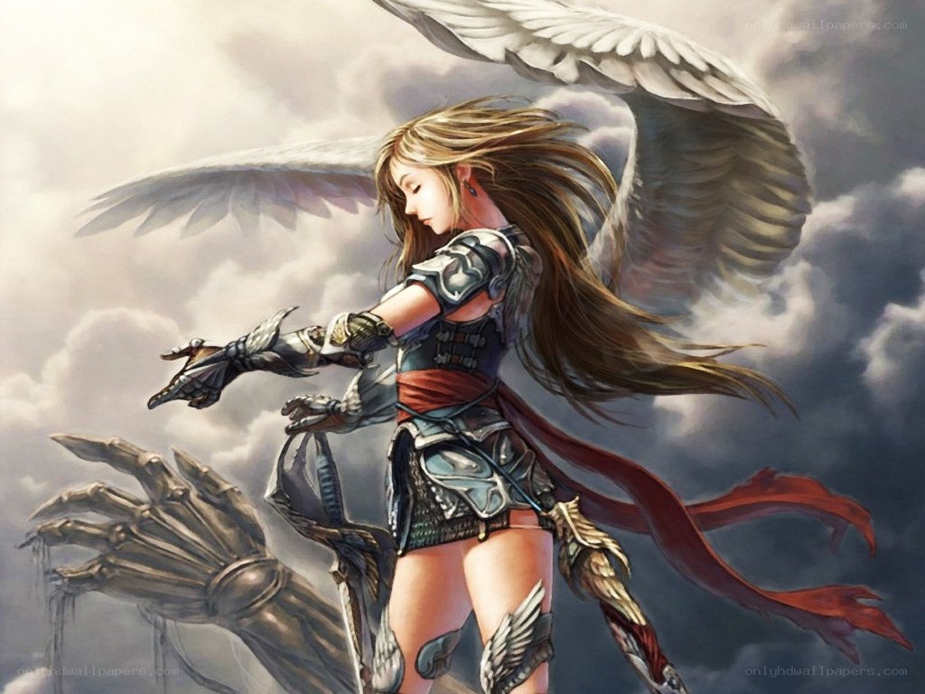 Angel warrior in storm
