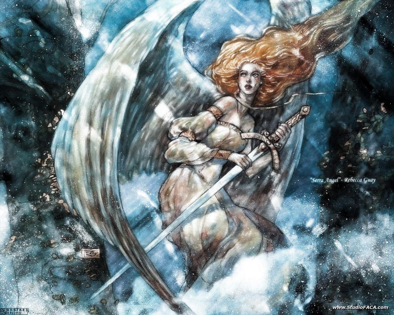 Angel warrior in storm