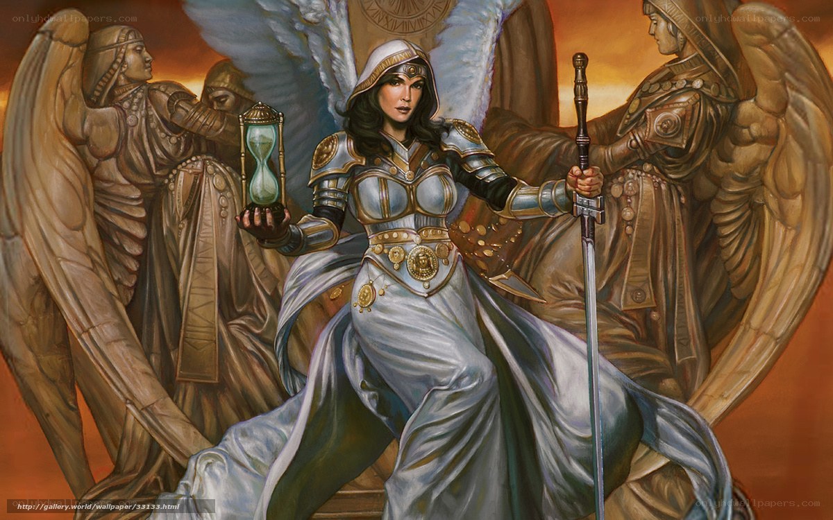 Angel warrior with hourglass