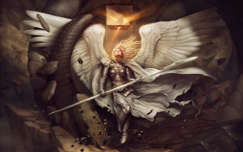 Angel Warrior with Spear — White