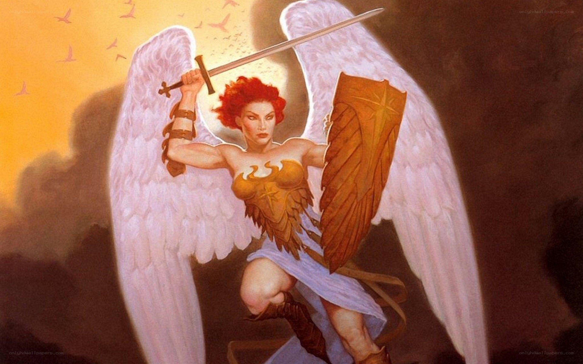Angel warrior with sword and shield