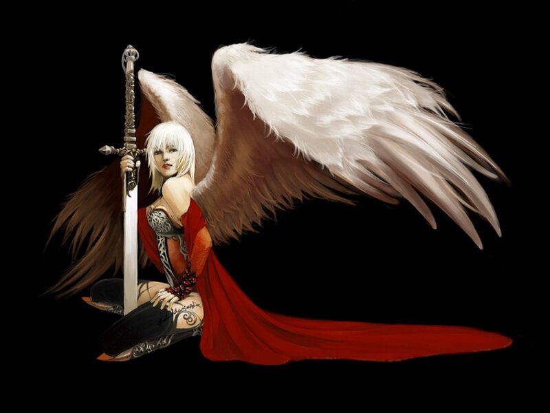 Angel Warrior with Sword — Black