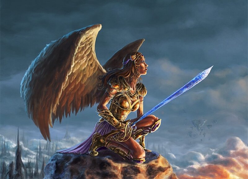Angel Warrior with Sword — Blue