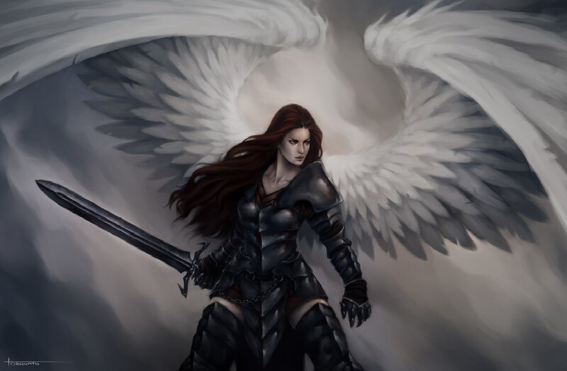 Angel Warrior with Sword — Gray