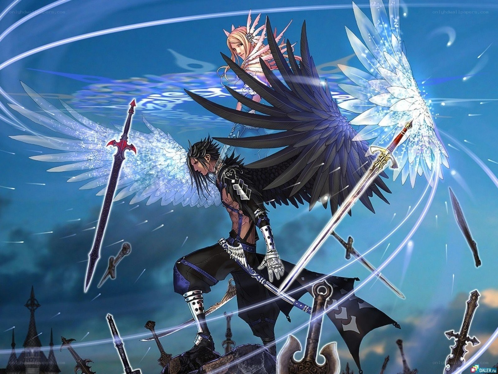 Angel warrior with swords