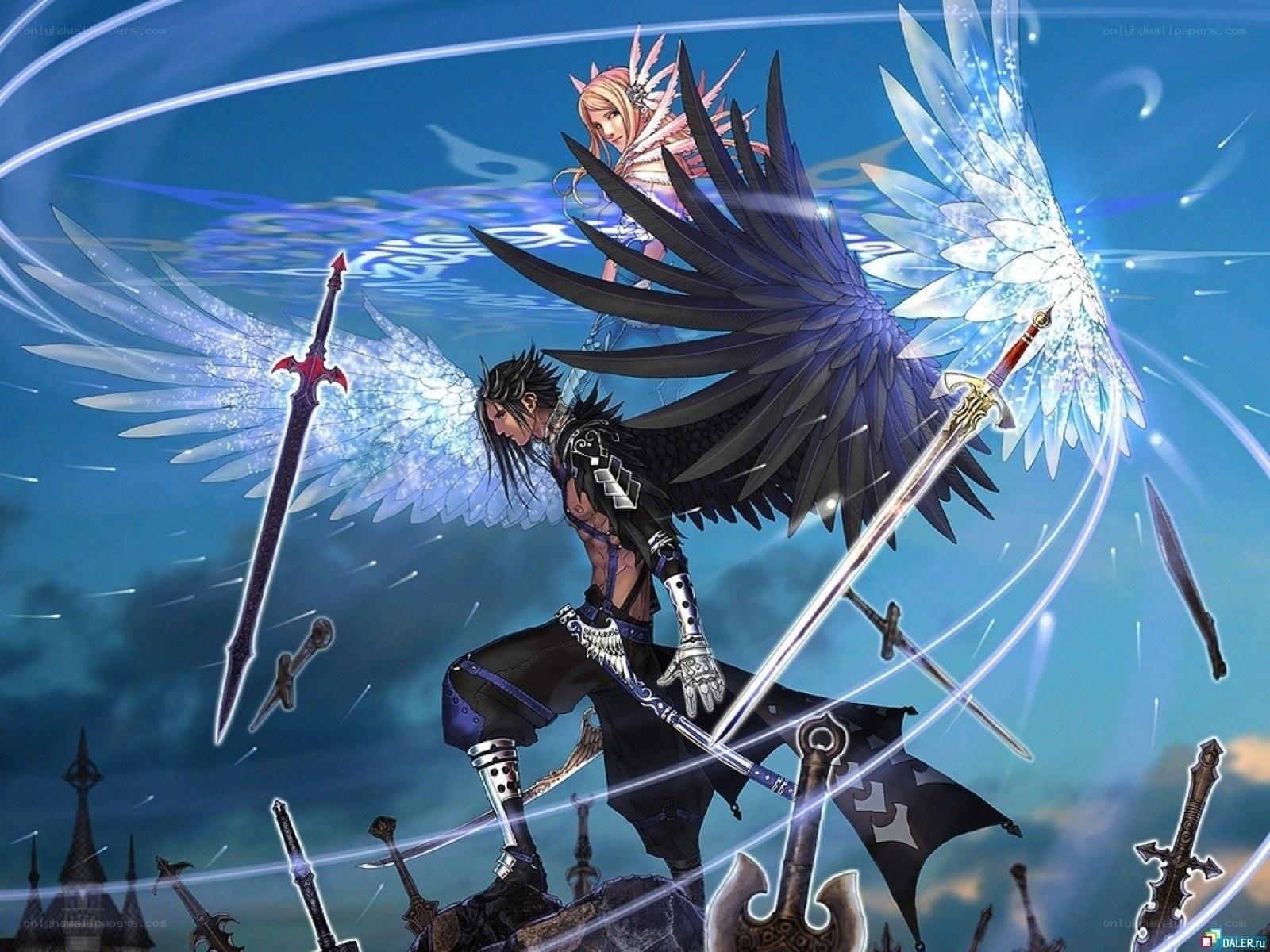 Angel warrior with swords