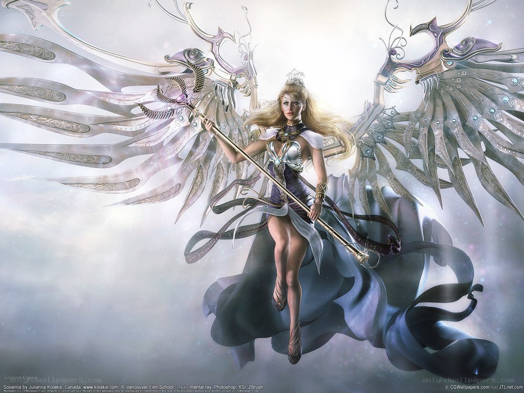 Angel warrior with wings
