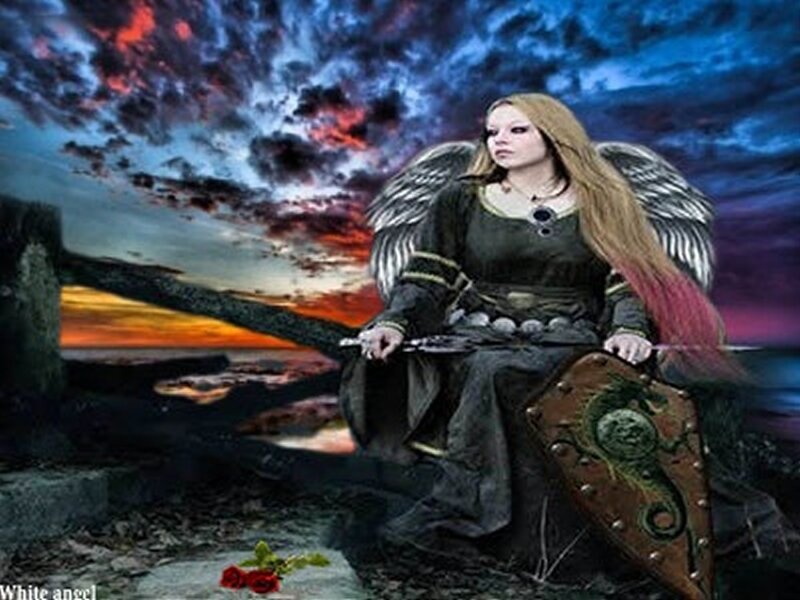 Angel Warrior with Wings — Blue
