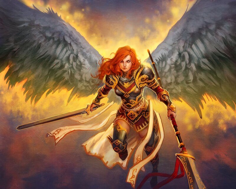 Angel Warrior with Wings — Orange
