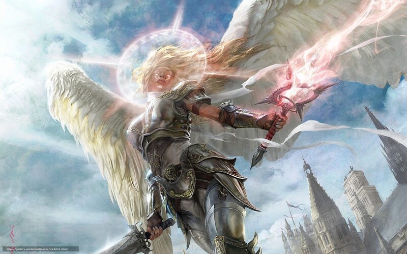 Angel Warrior with Wings — White