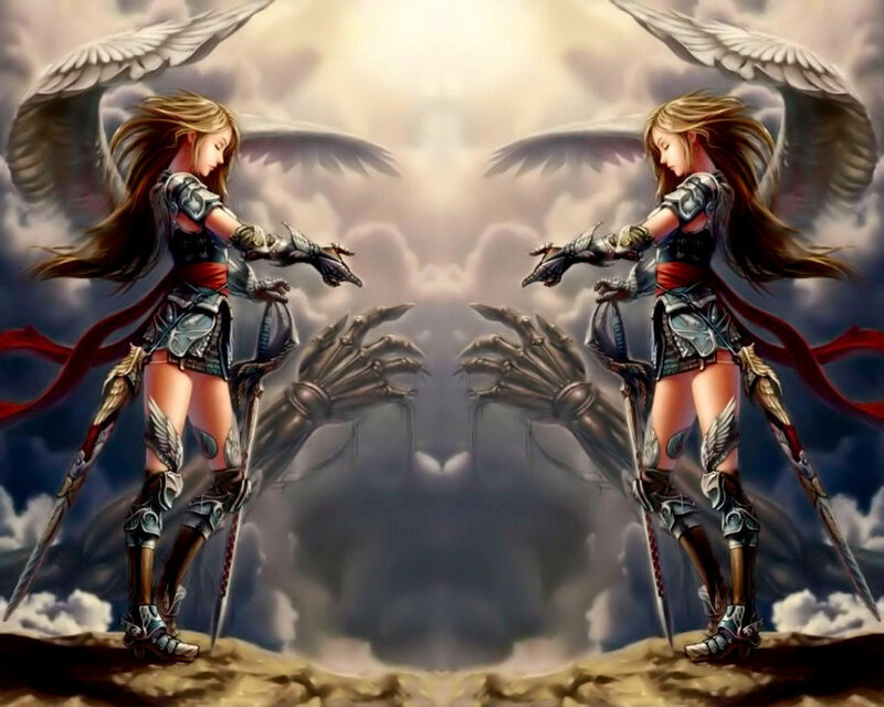 Angel warriors in armor