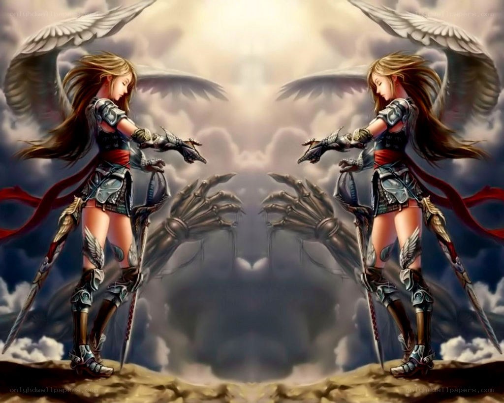 Angel warriors in armor
