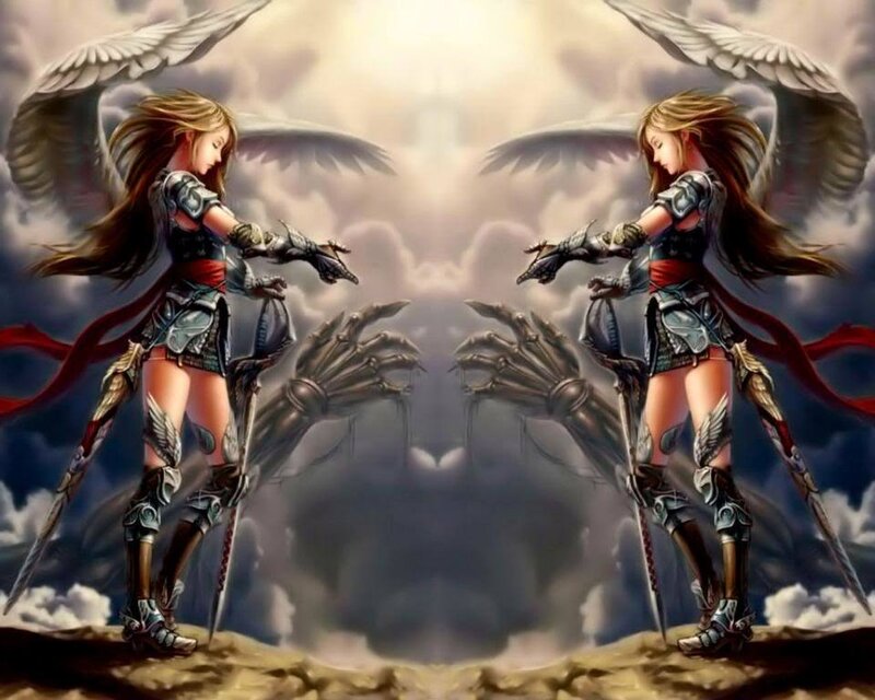 Angel warriors in battle