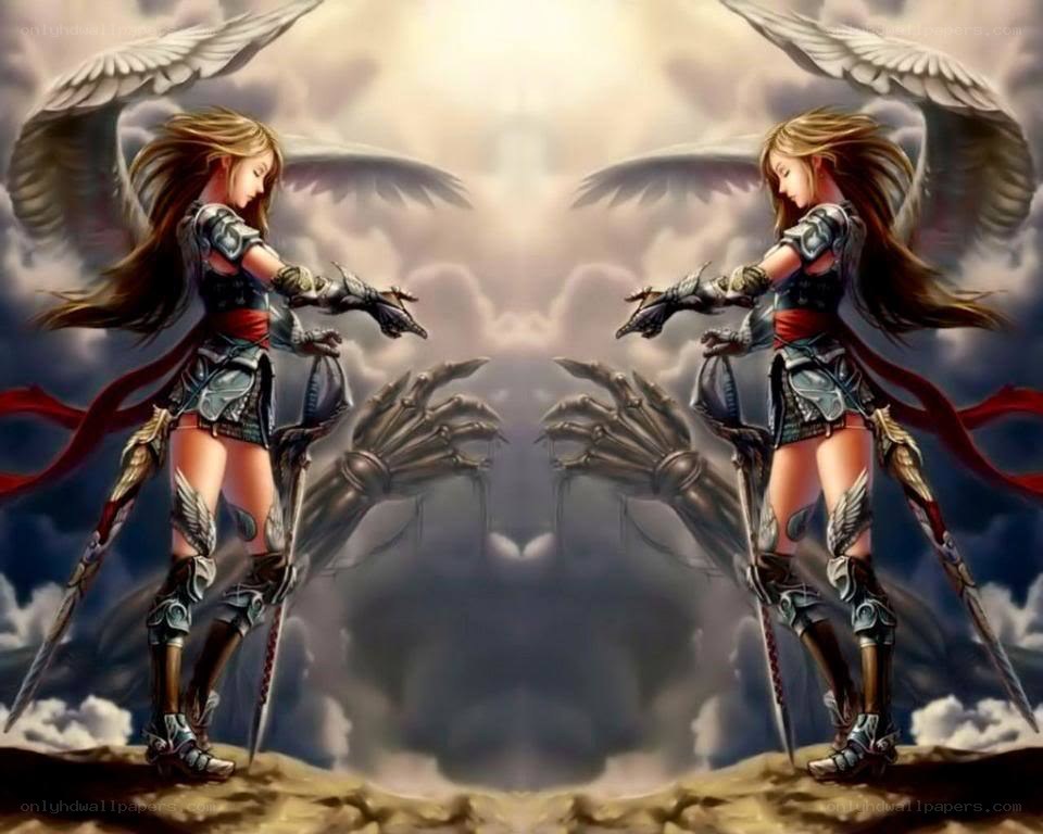 Angel warriors in battle