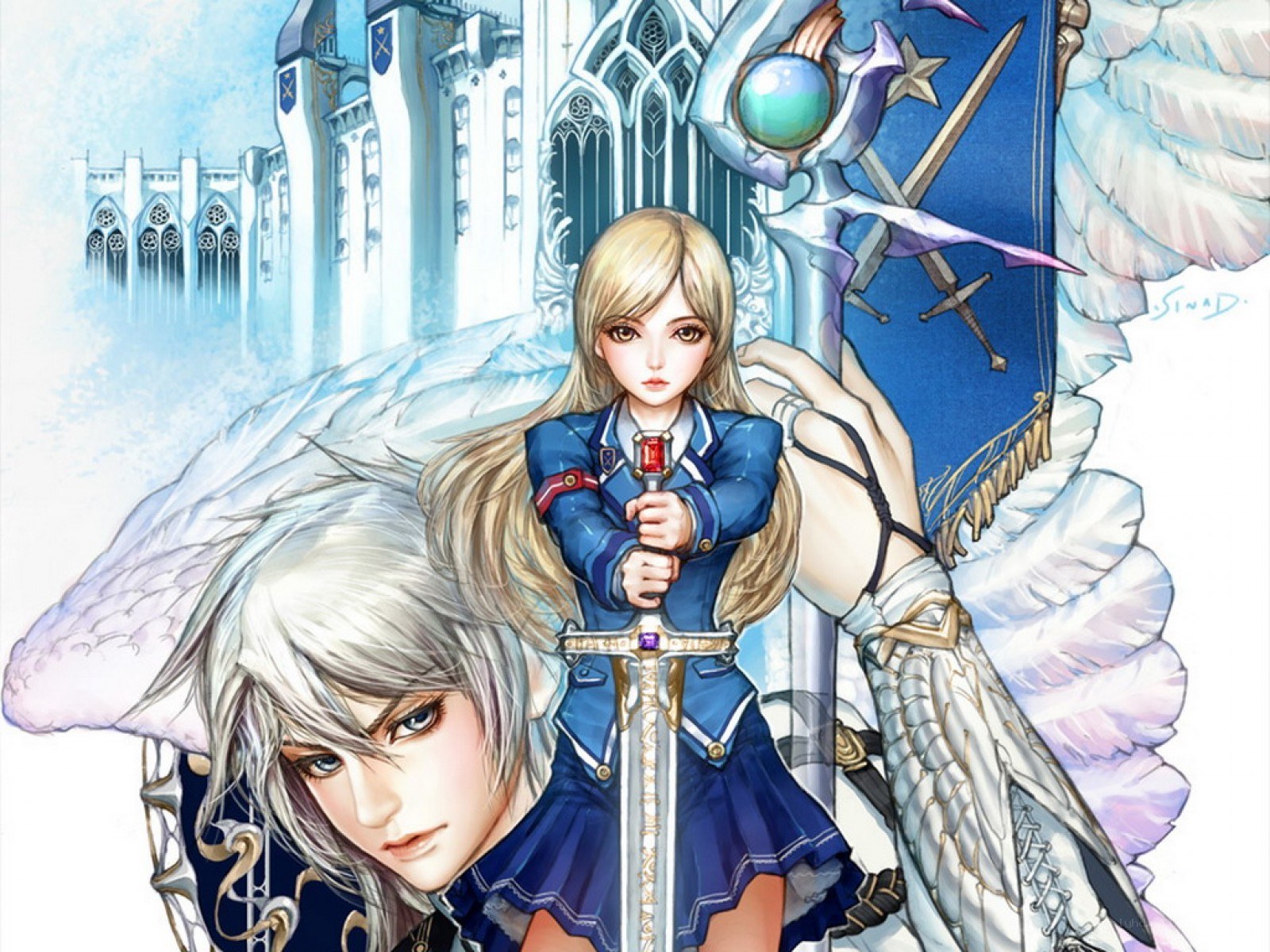 Angel warriors with swords
