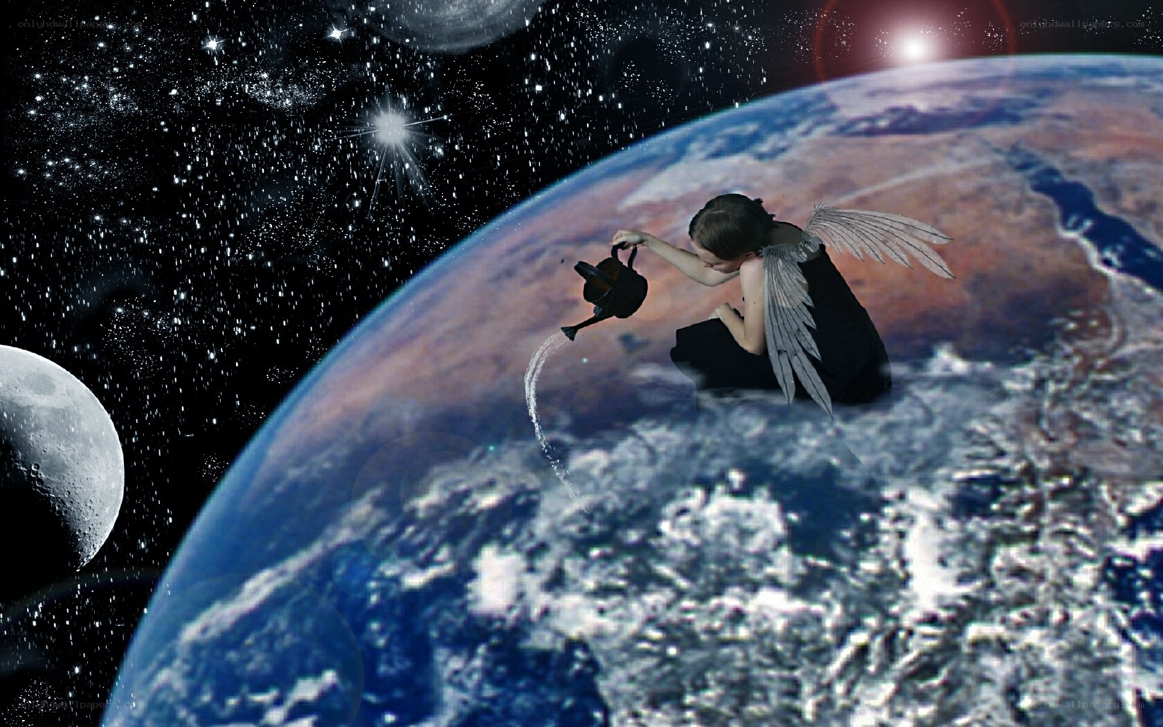 angel watering earth
