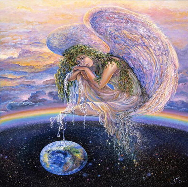 Angel weeping over Earth