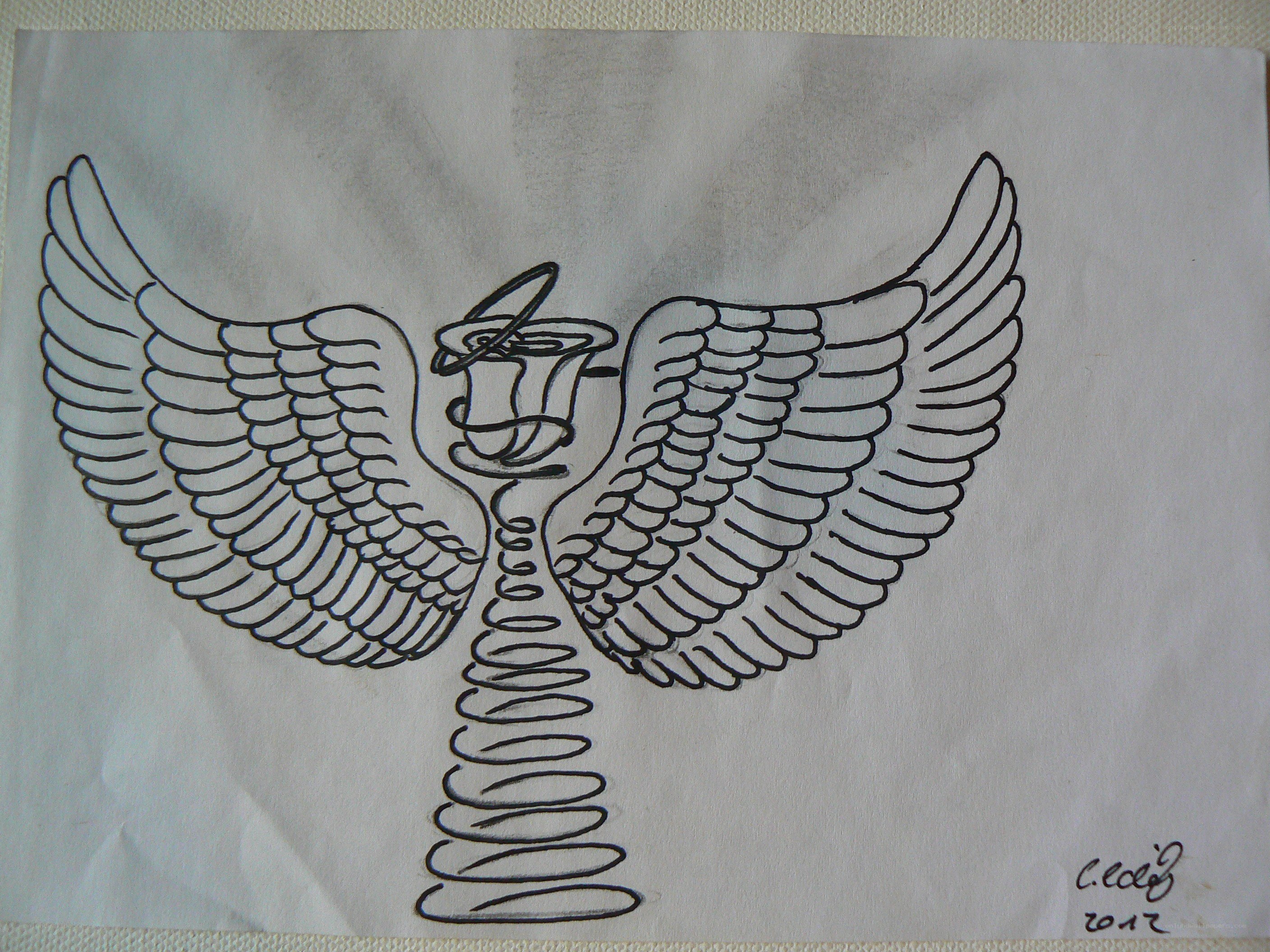 angel wings drawing