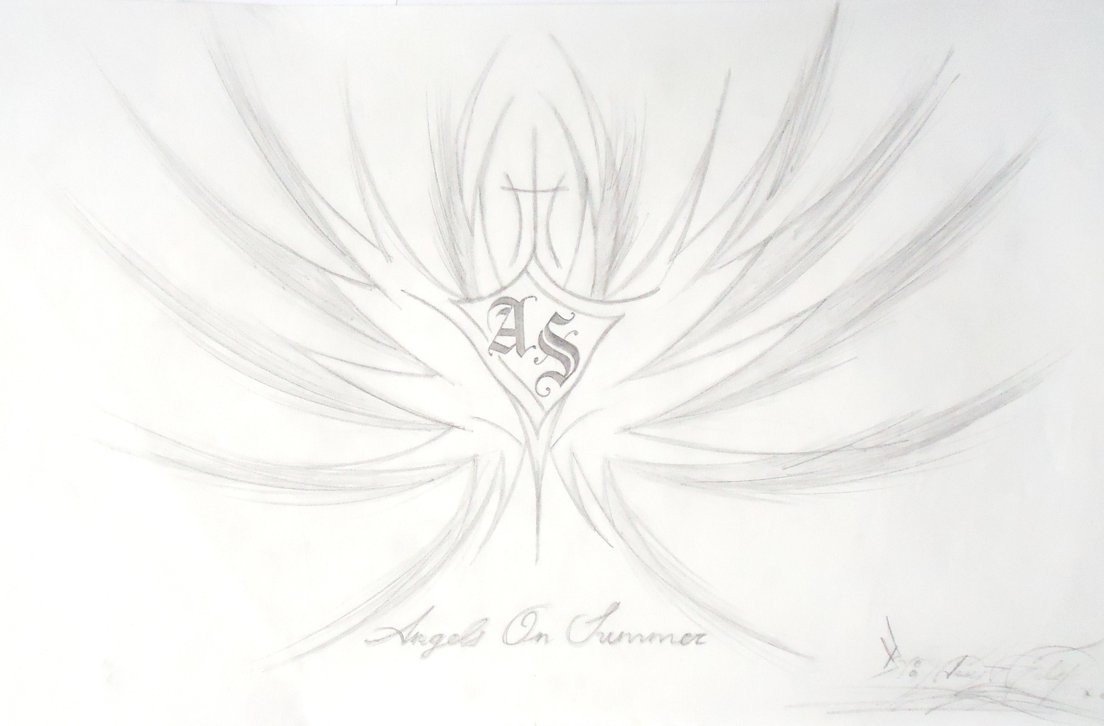Angel wings logo sketch