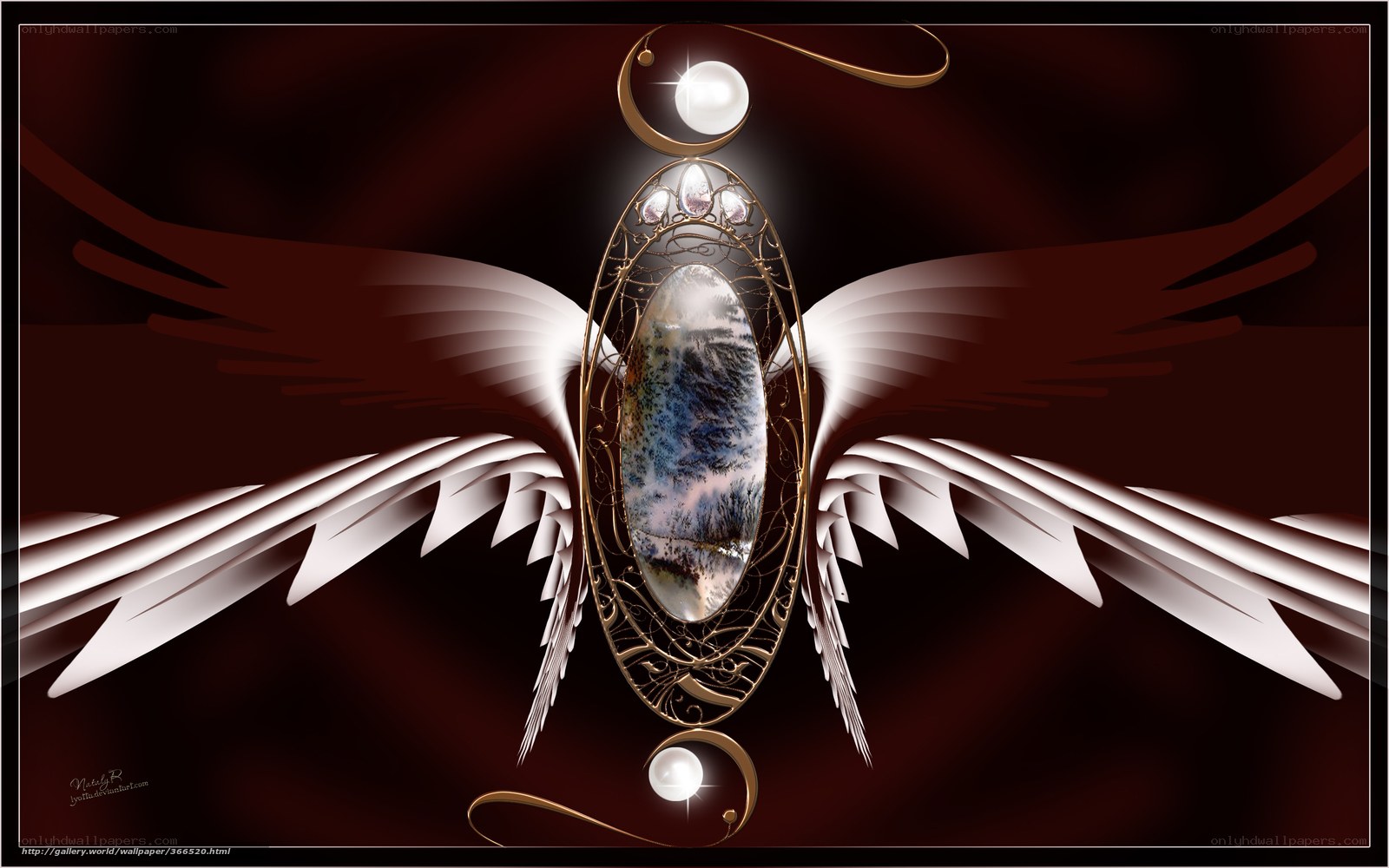 Angel Wings with Gemstone Pendant