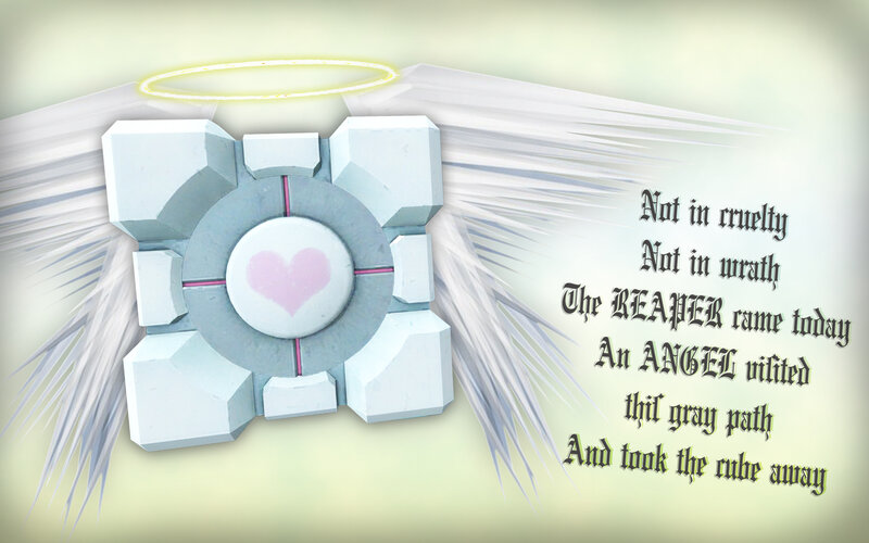 Angel with a heart cube