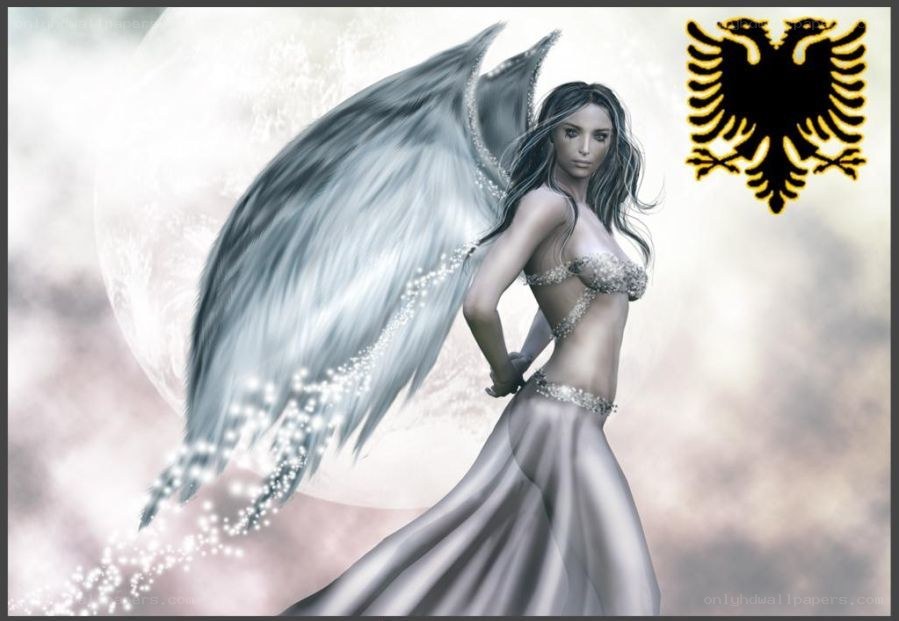 Angel with Albanian emblem