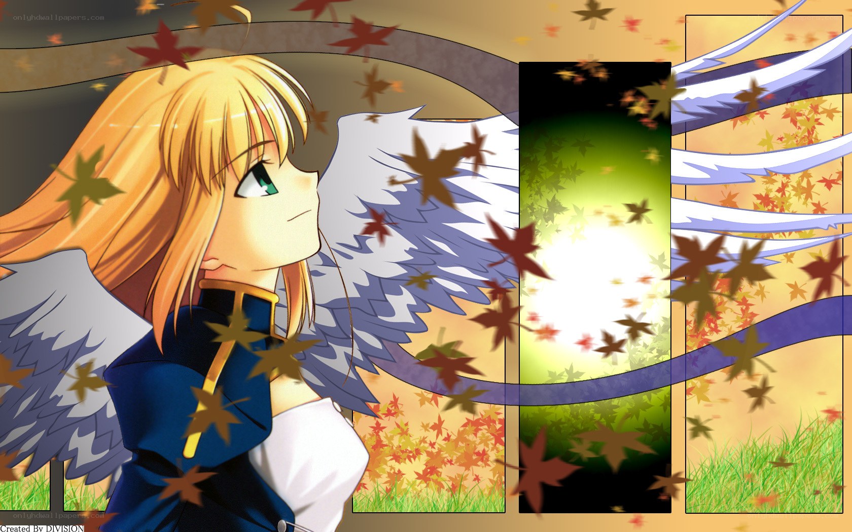 angel with autumn leaves
