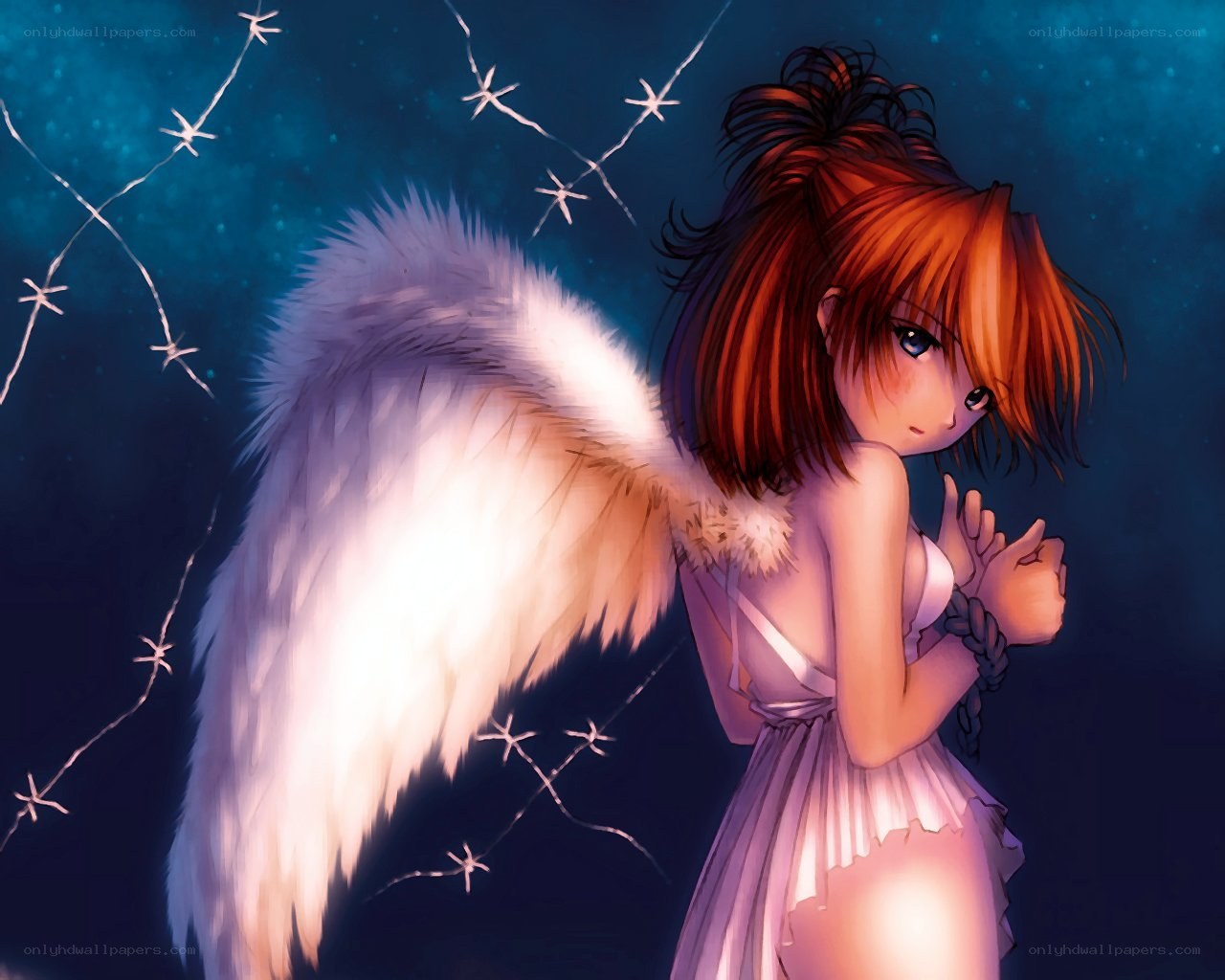 Angel with barbed wire