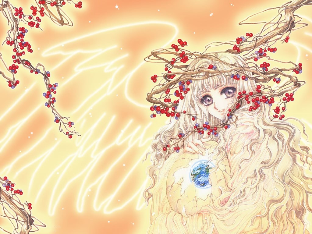 angel with berries and earth