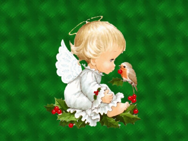 Angel with Bird and Holly