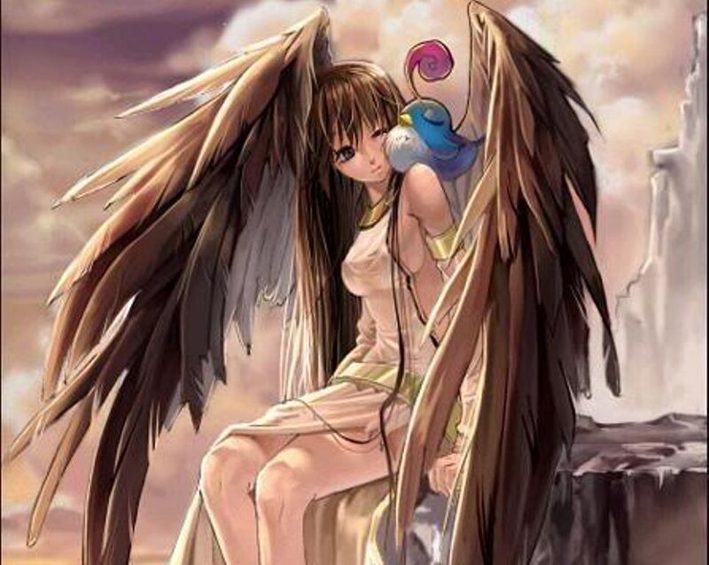 angel with bird companion