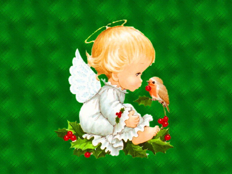 Angel with Bird — Green