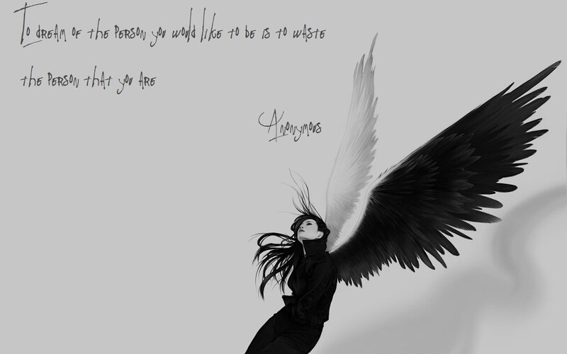Angel with black and white wings