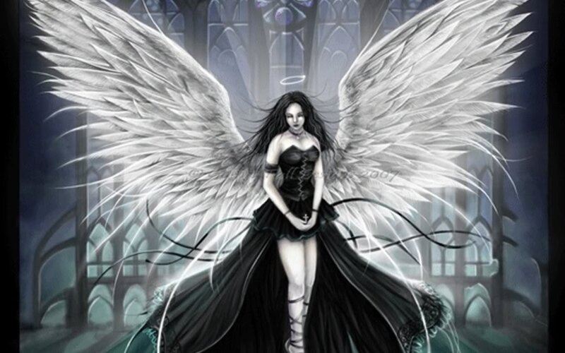 Angel with Black Dress — Dramatic, Night, Digital Art