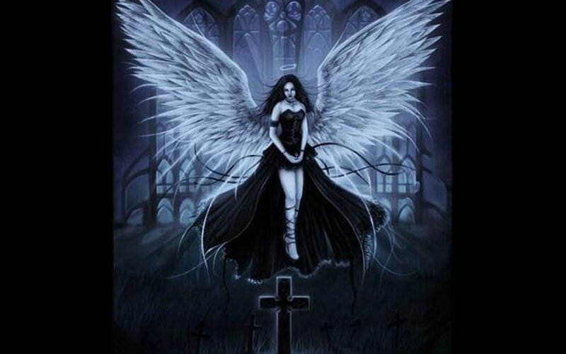Angel with Black Dress — Dramatic, Night, Digital Art, Wings