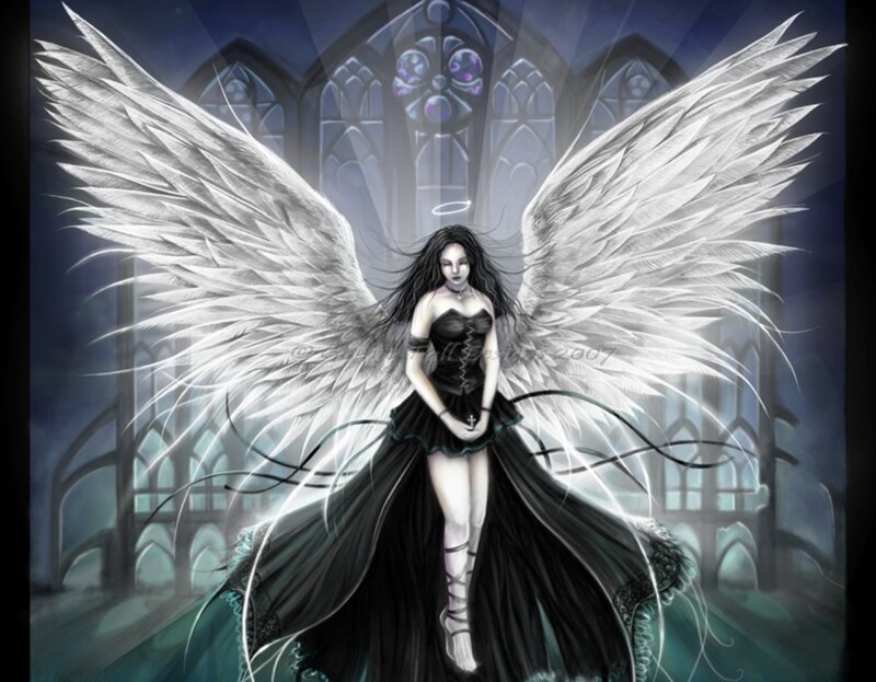 Angel with Black Dress — Dramatic, Night