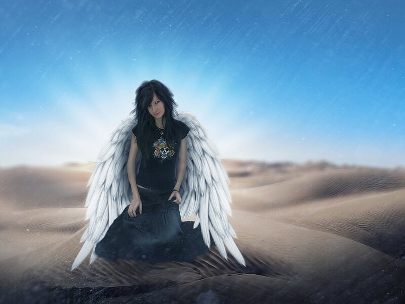 Angel with Black Hair — Blue