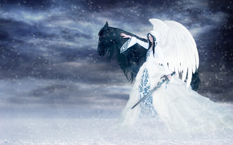 Angel with Black Horse