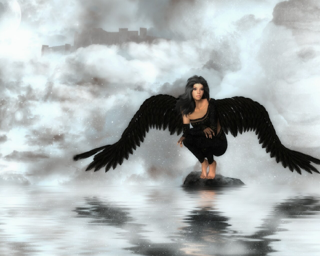 Angel with black wings