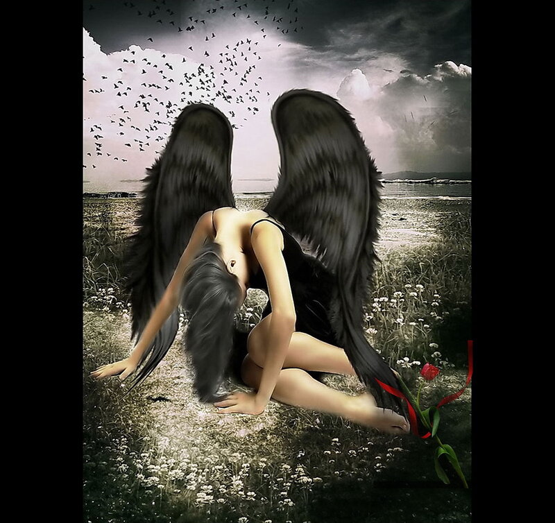 Angel with black wings