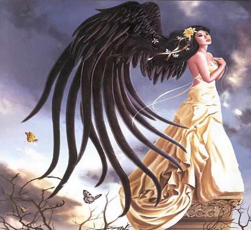Angel with black wings