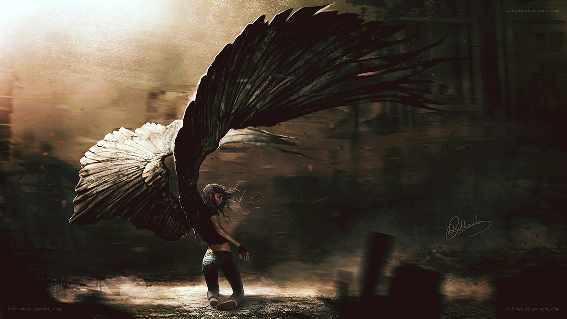 angel with black wings
