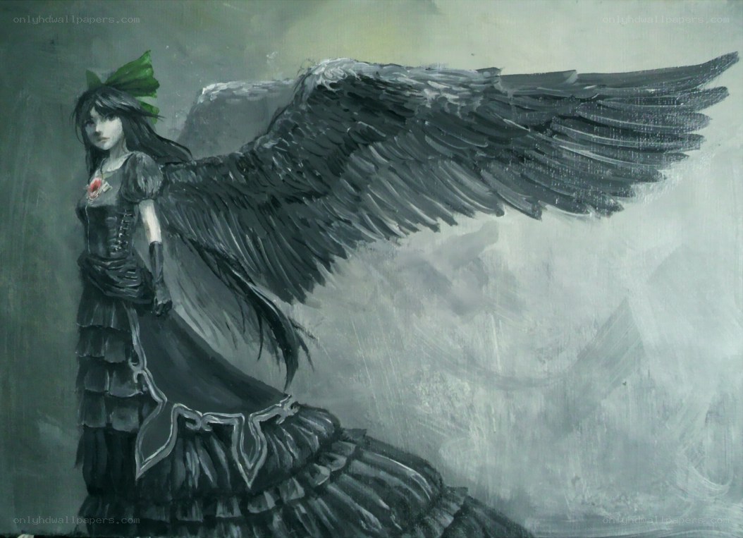 Angel with black wings