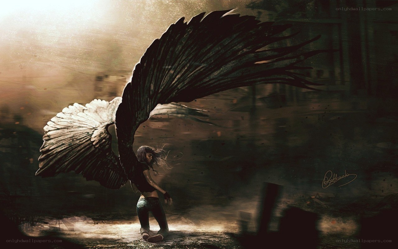 angel with black wings