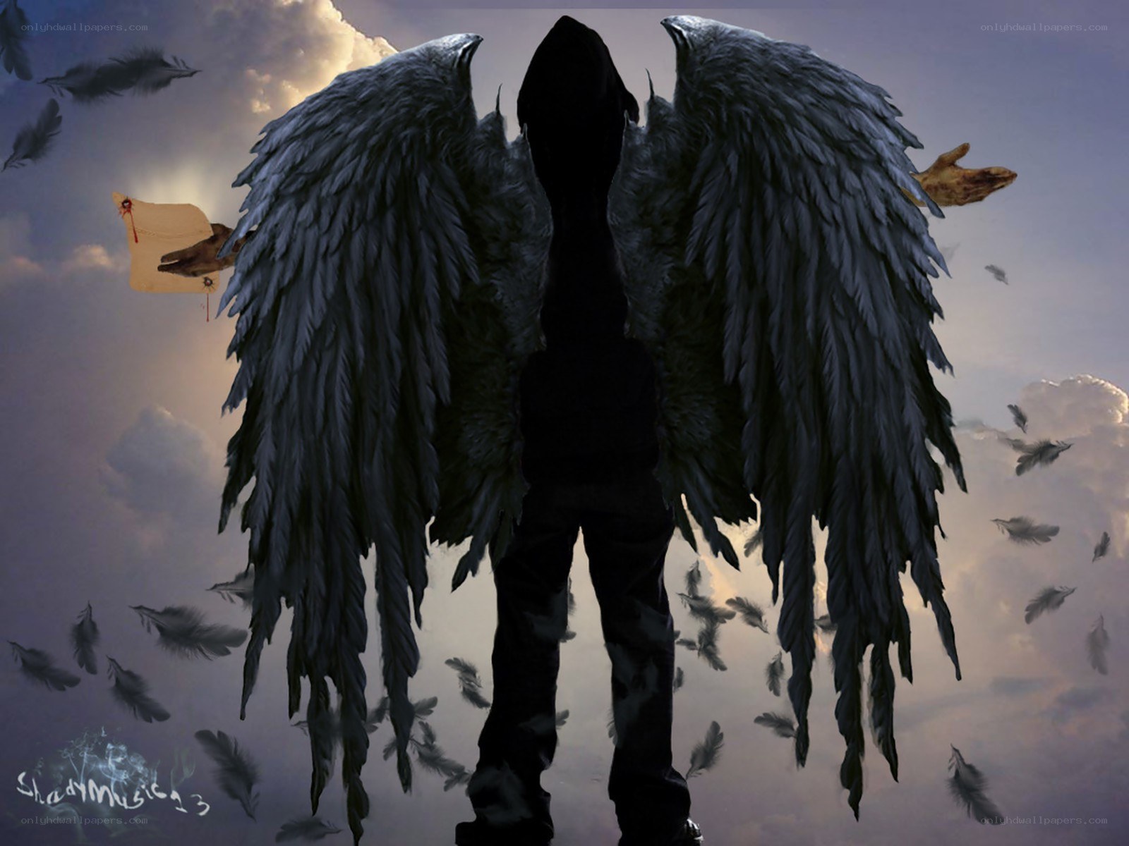angel with black wings