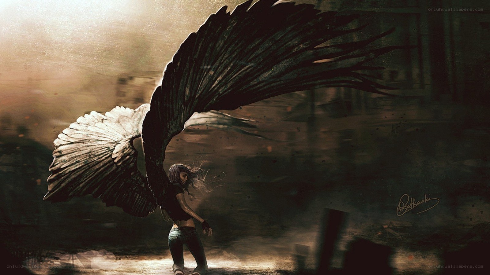 angel with black wings