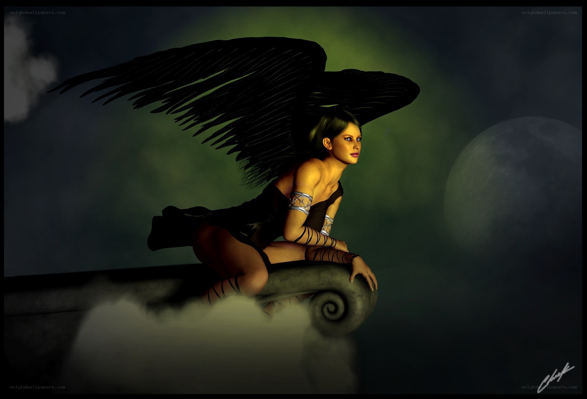 angel with black wings