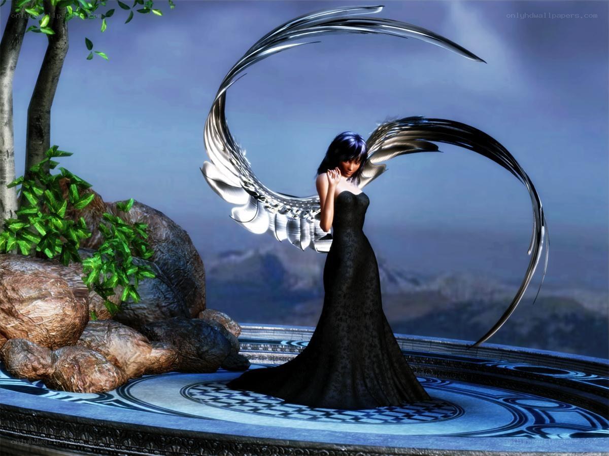 Angel with black wings