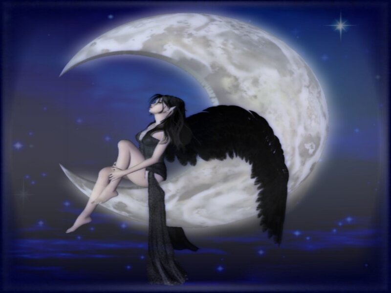 Angel with Black Wings — Blue, Serene