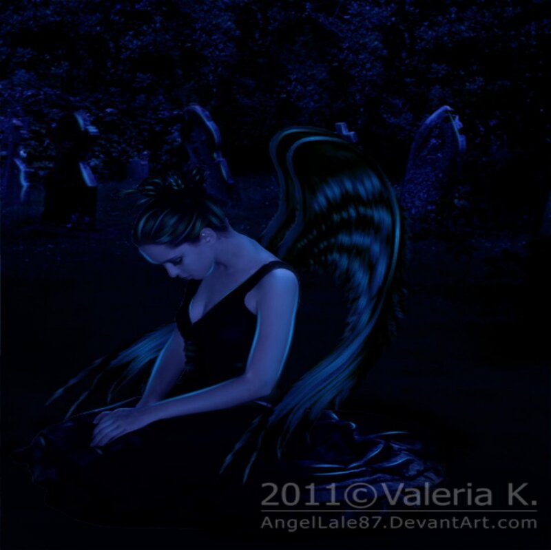 Angel with Black Wings — Blue, Somber